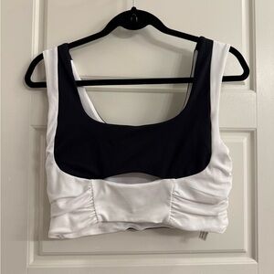 Free People Black and White Cropped Sports Bra/ Tank Top